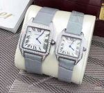 High Quality Replica Cartier Santos Diamond Watch Gray Strap